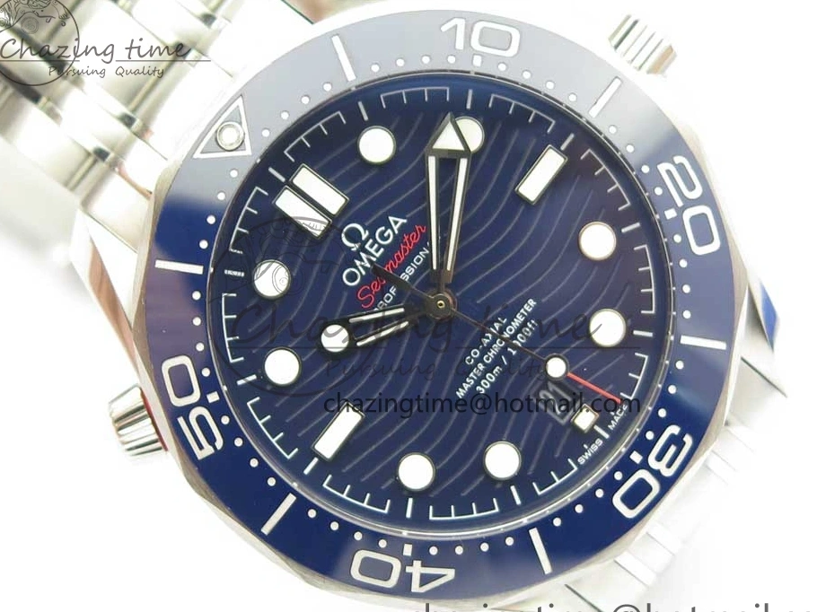 0424 ZeroBulk 2018 Seamaster Diver 300M OMF Best Edition Blue Ceramic Blue Dial on SS Bracelet A8800 (Black Balance Wheel) 7957